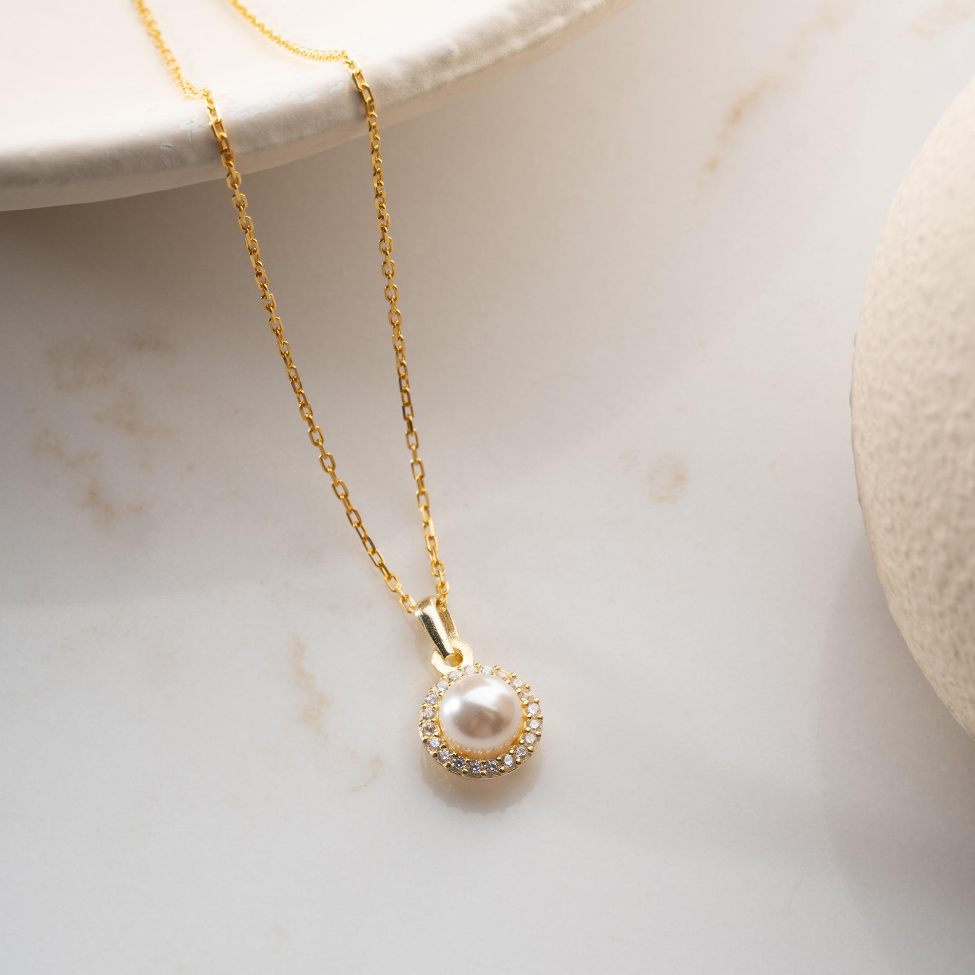 ZIRKONIA PEARL HALSKETTE | 925 SILBER