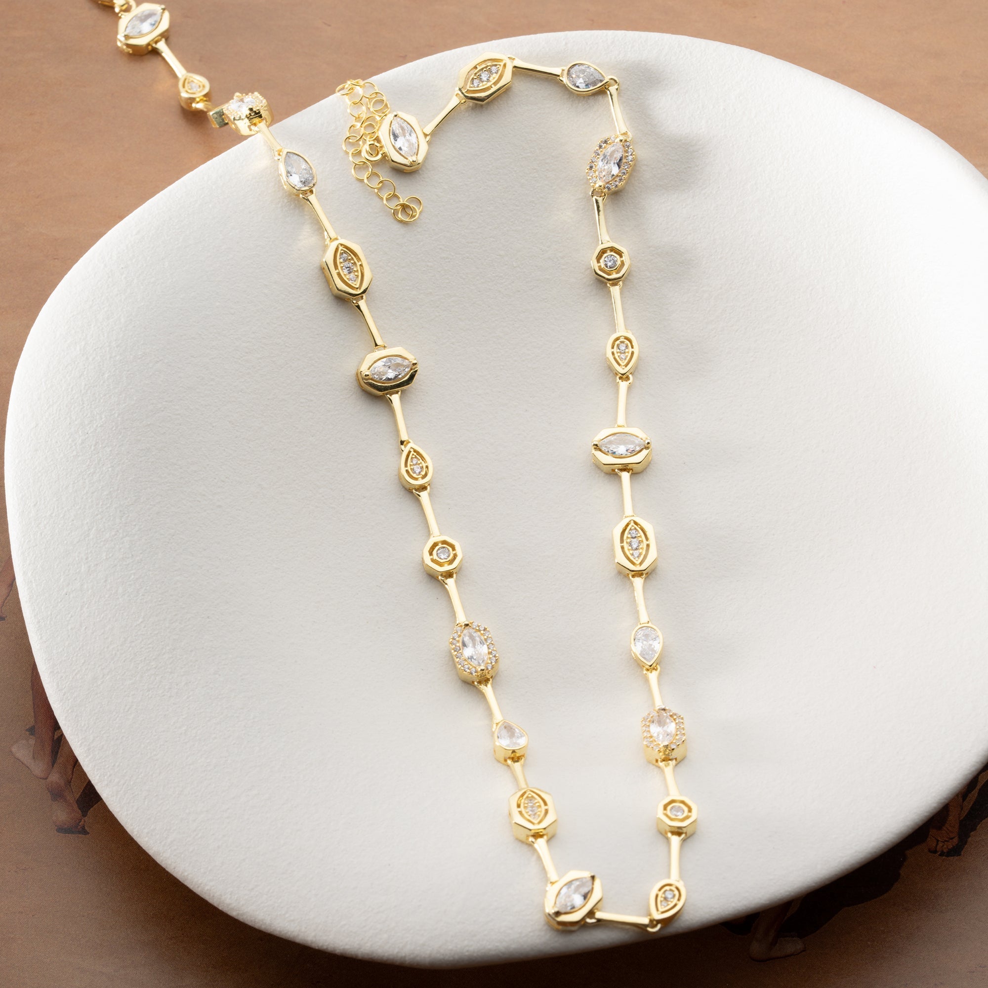 WEISSE BIJOU HALSKETTE | 925 SILBER