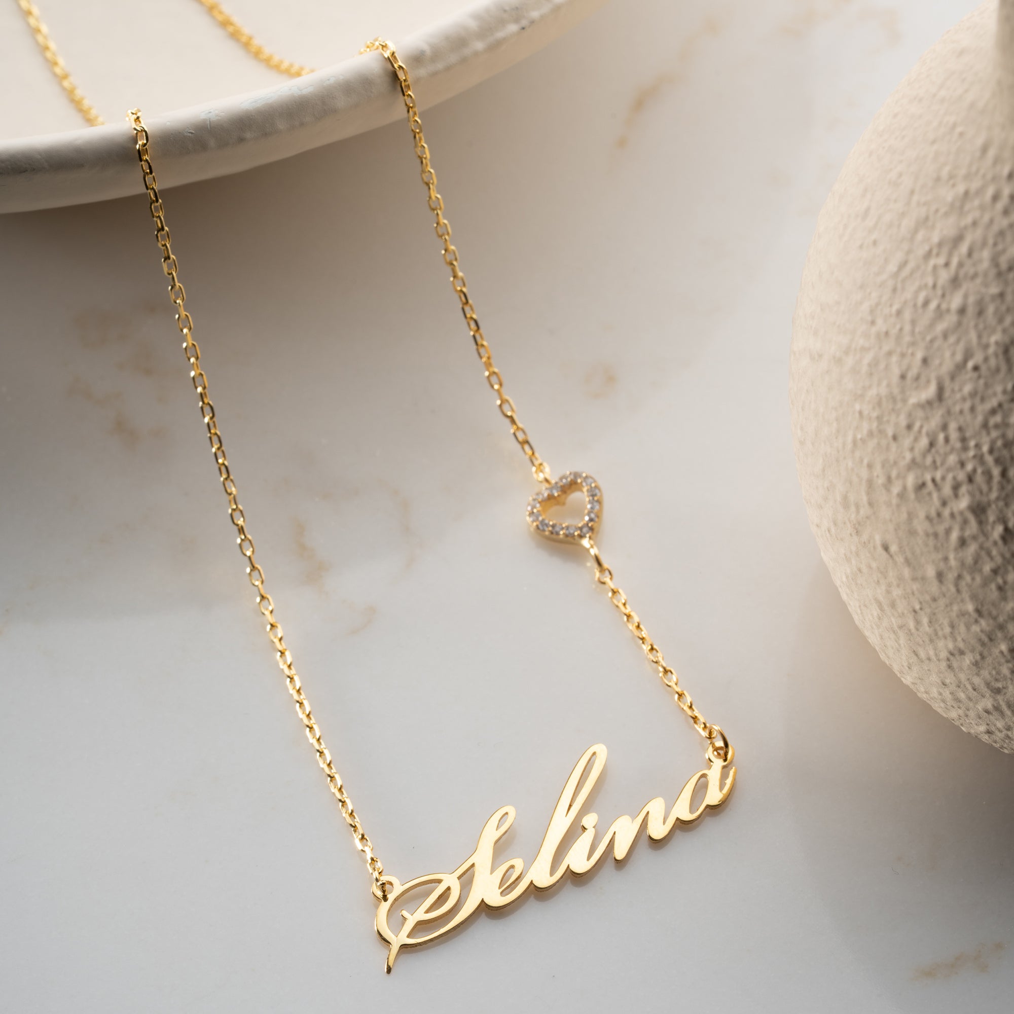 NAMENSKETTE MIT ZIRKONIA HERZ | 925 SILBER