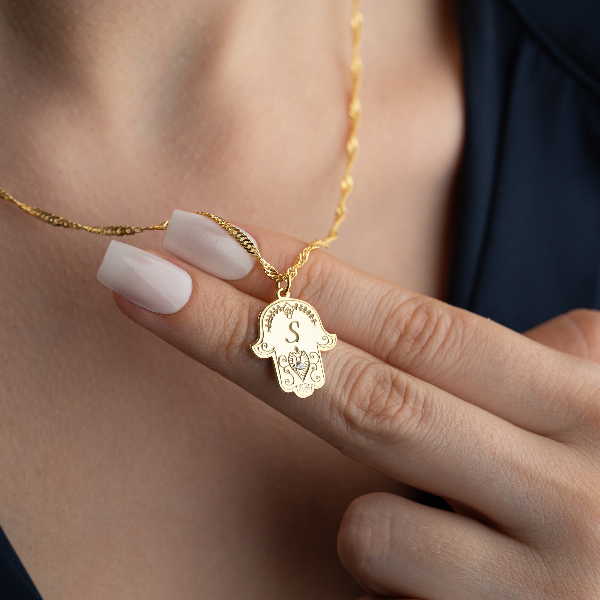 FATIMAS HAND MIT WUNSCHBUCHSTABE | 925 SILBER