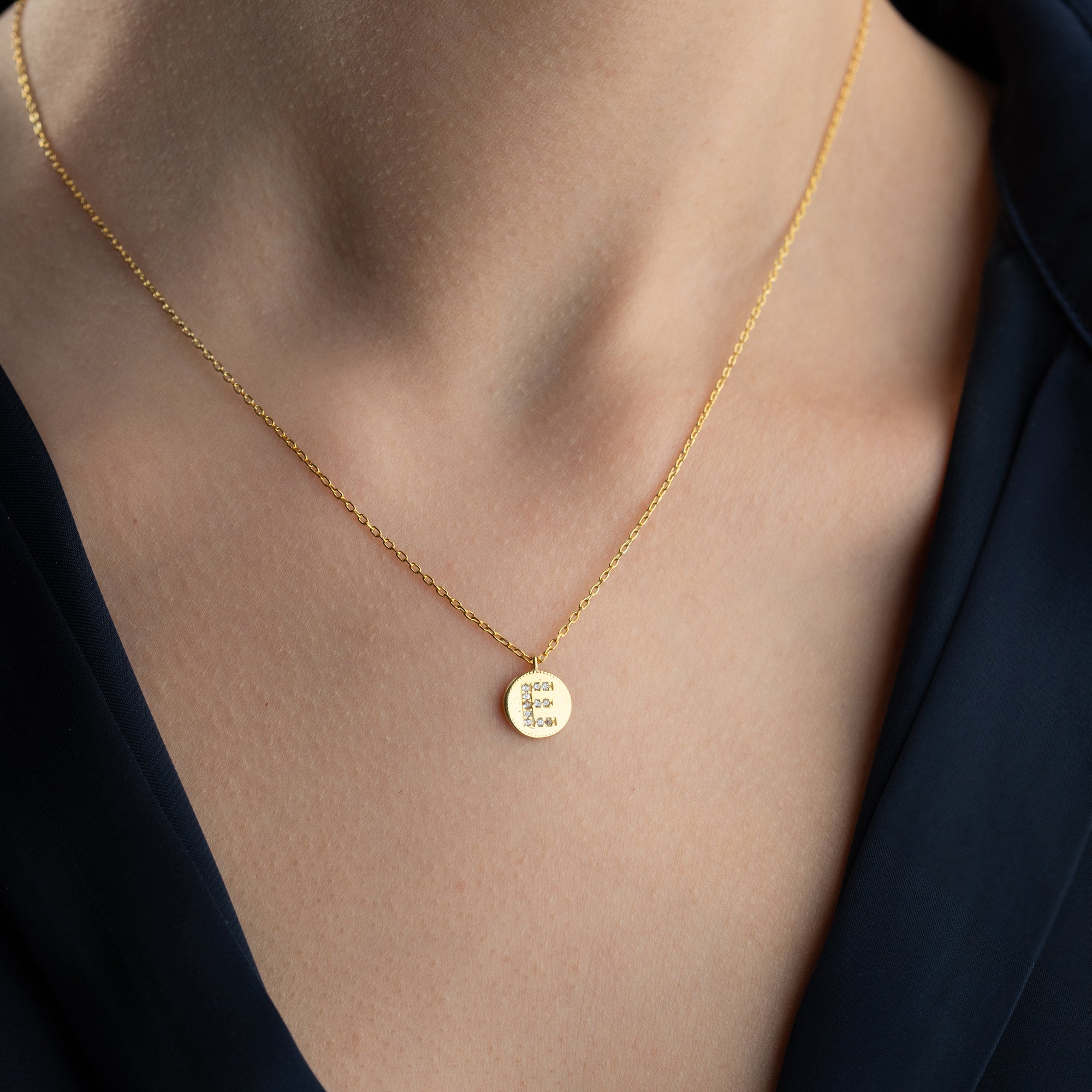 ZIRKONIA PLÄTTCHEN BUCHSTABEN HALSKETTE | 925 SILBER