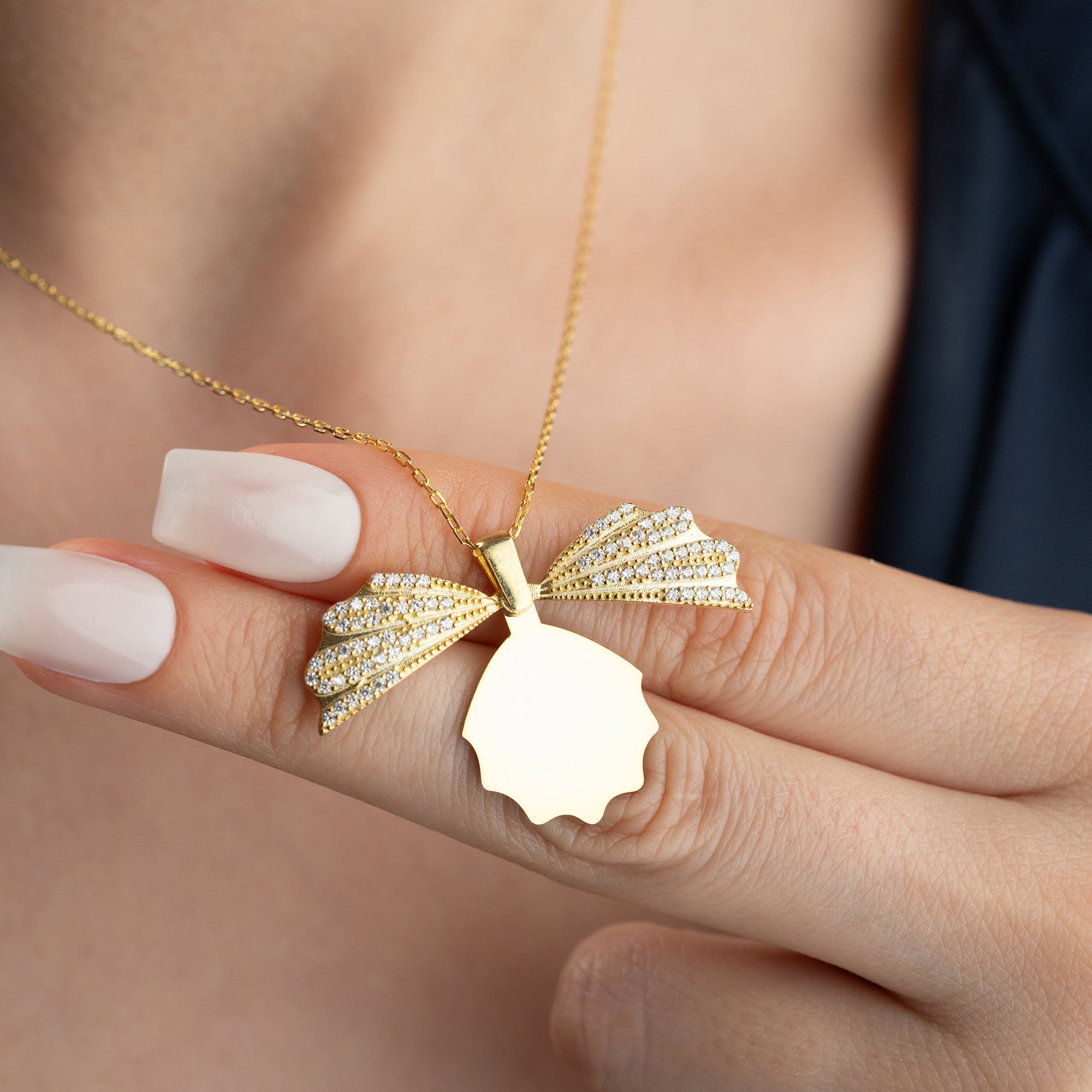 MUSCHEL-HALSKETTE MIT GRAVUR | 925 SILBER