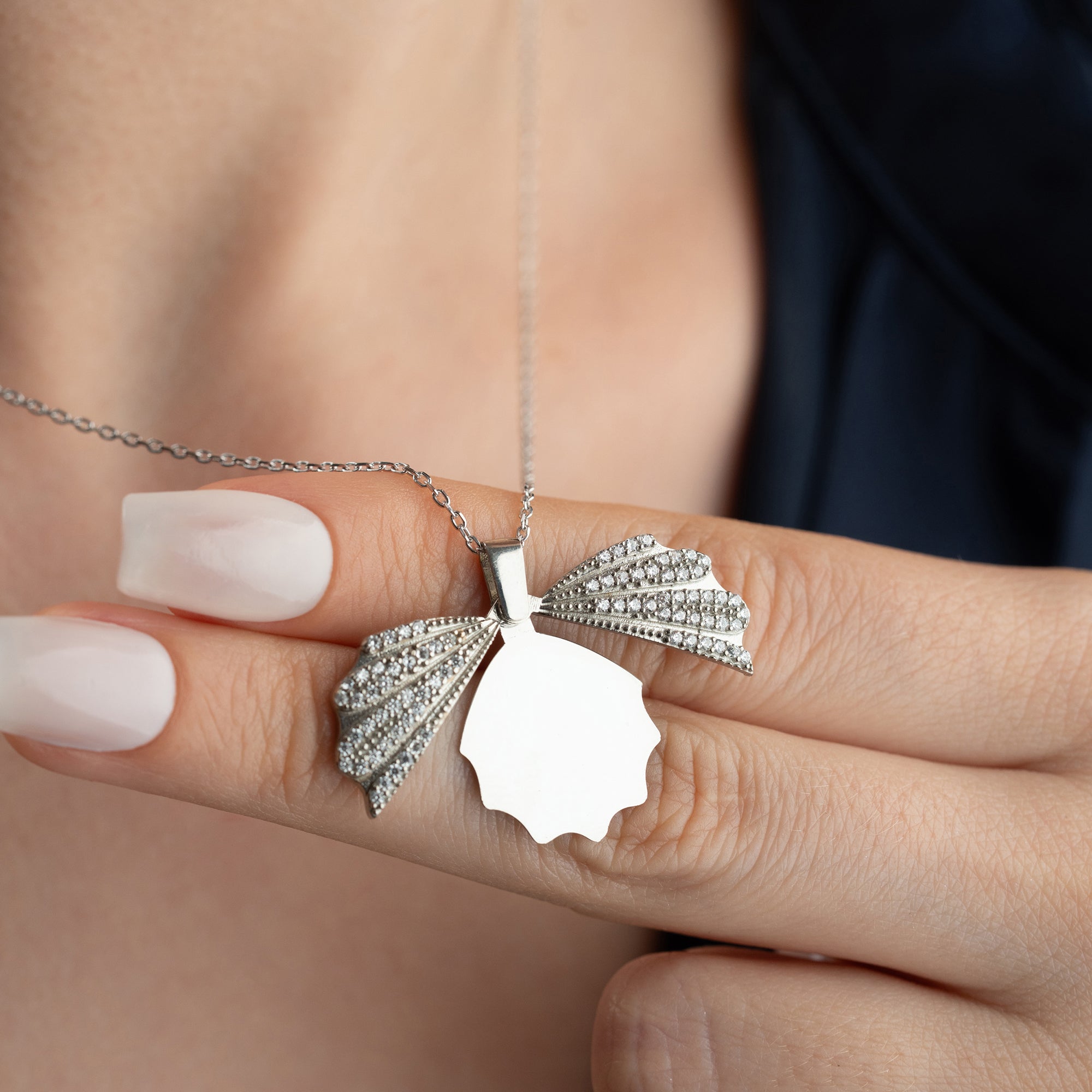 MUSCHEL-HALSKETTE MIT GRAVUR | 925 SILBER