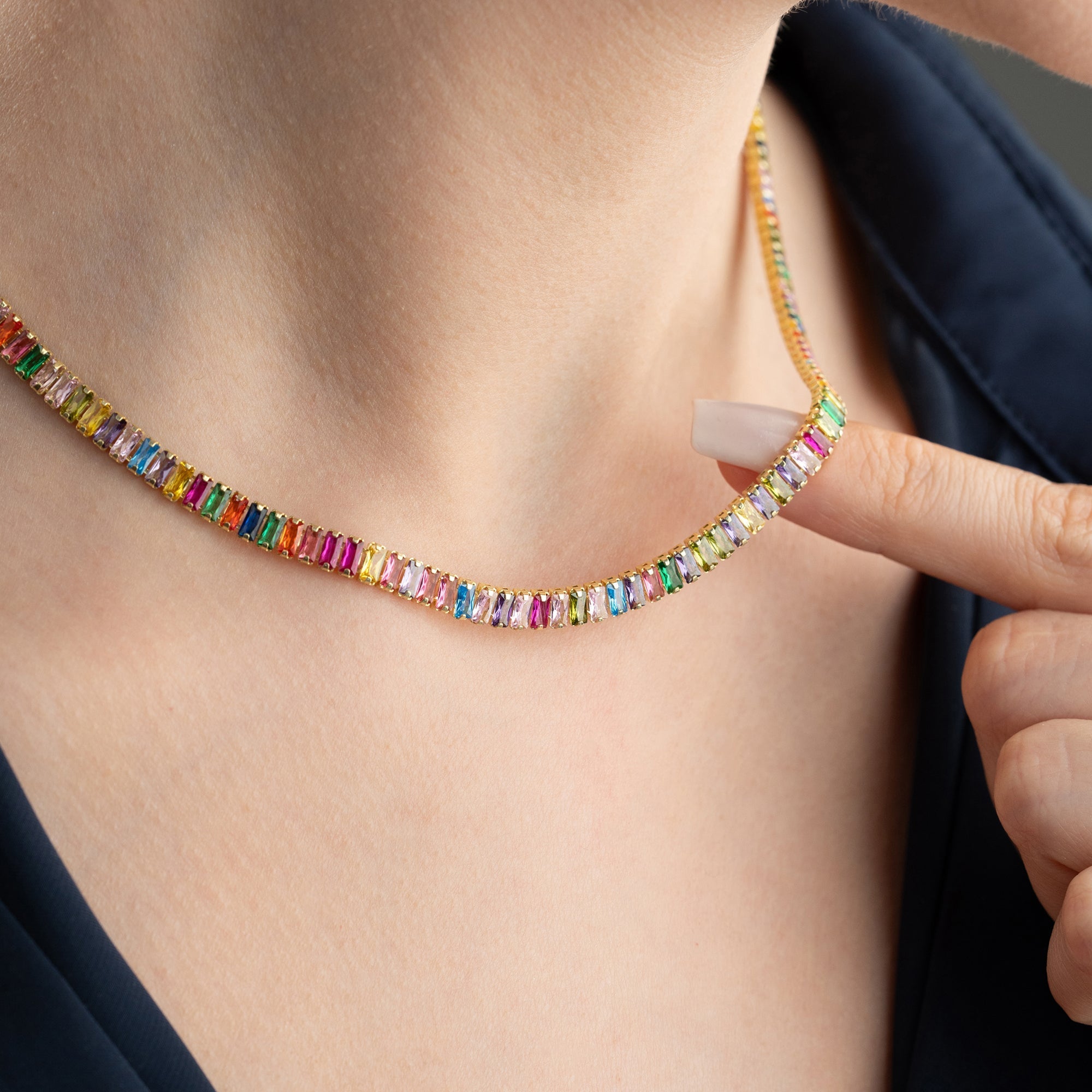 COLORFULL BAGEUTTE HALSKETTE | 925 SILBER