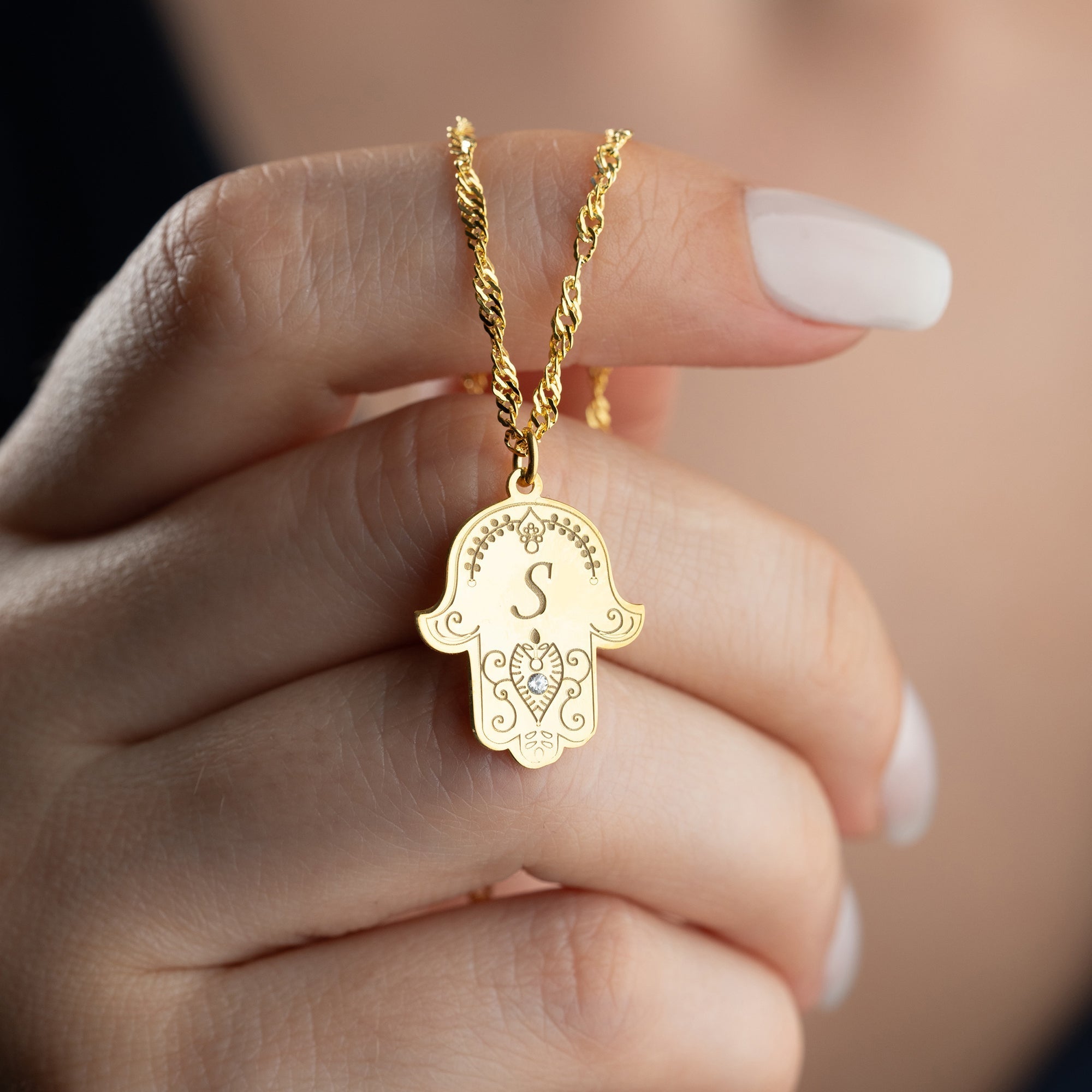 FATIMAS HAND MIT WUNSCHBUCHSTABE | 925 SILBER