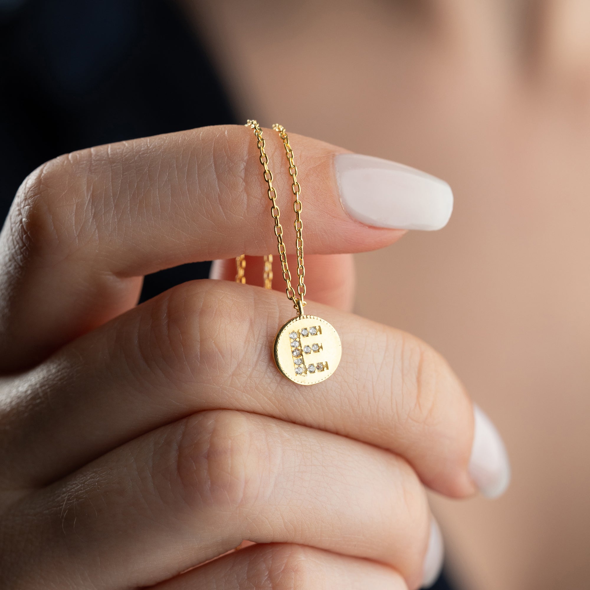 ZIRKONIA PLÄTTCHEN BUCHSTABEN HALSKETTE | 925 SILBER