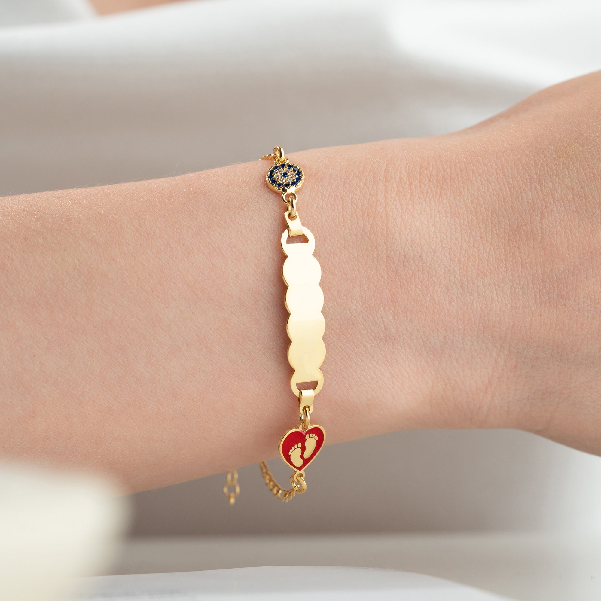 HERZ BABYFUSS KINDER ARMBAND | 925 SILBER