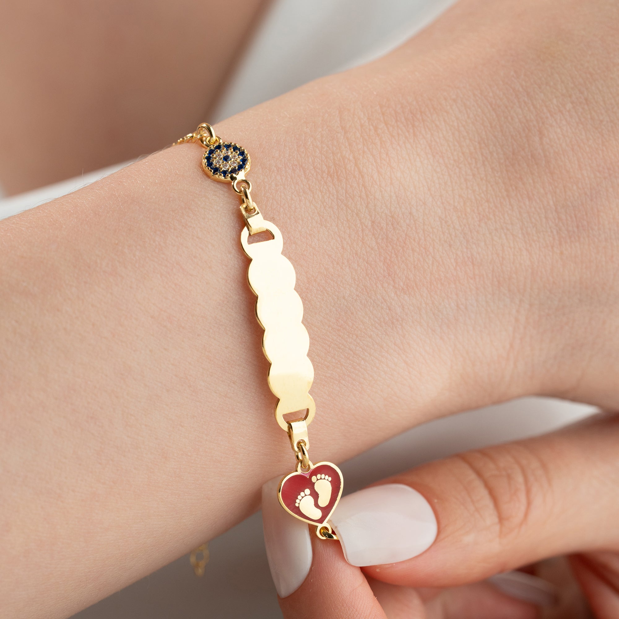 HERZ BABYFUSS KINDER ARMBAND | 925 SILBER