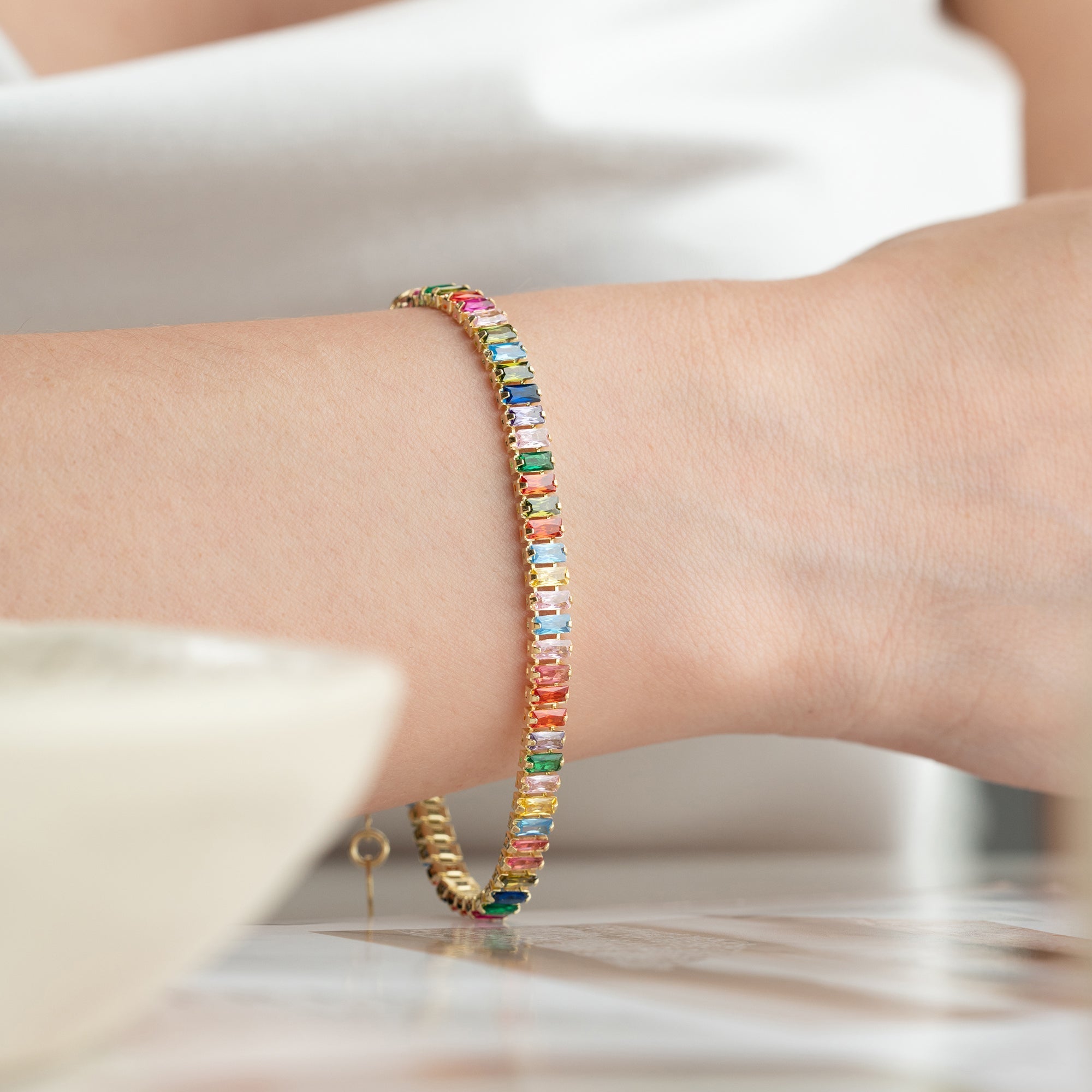 COLORFULL BAGUETTE ARMBAND | 925 SILBER