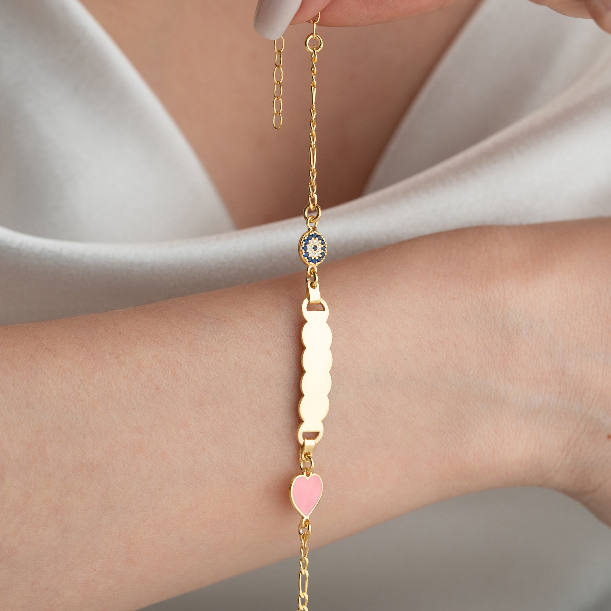 ROSE HERZ KINDER ARMBAND | 925 SILBER