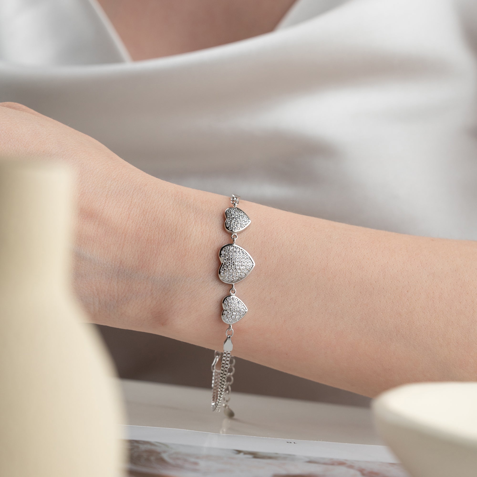 THREE HERZ ARMBAND | 925 SILBER