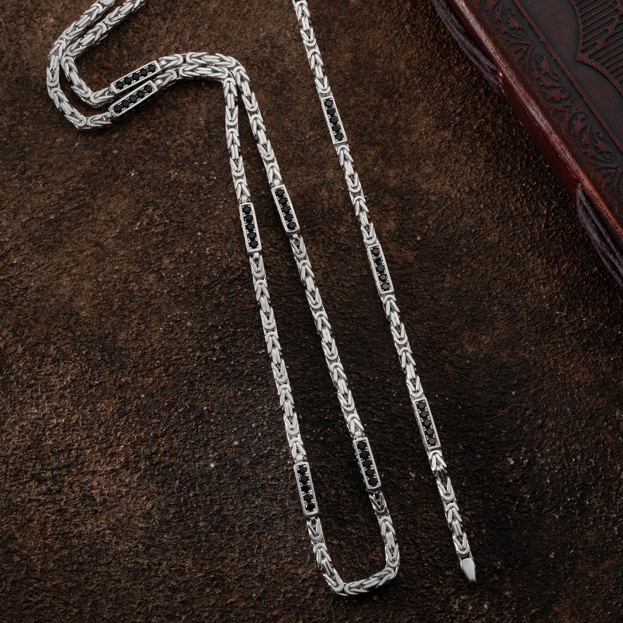 KÖNIGSKETTE BLACK STRASS SET 4mm | 925 SILBER