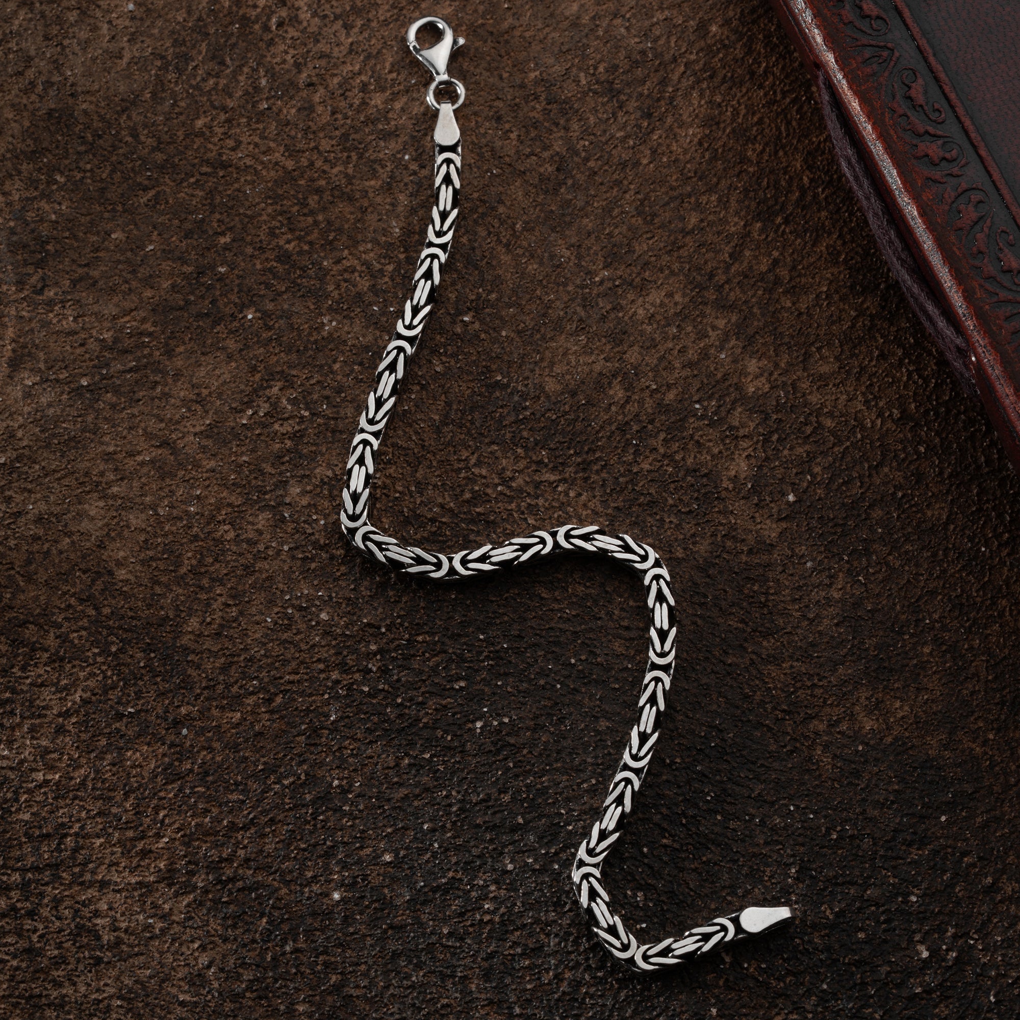 KÖNIGSARMBAND VIERKANT OXIDIERT 5MM | 925 SILBER