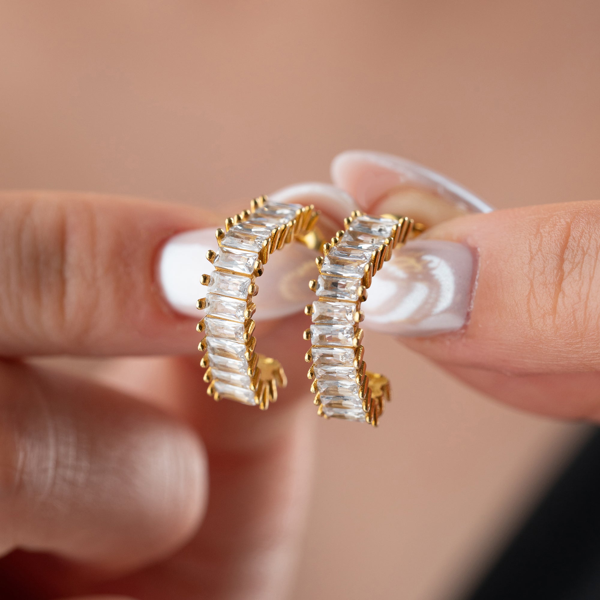 BAGUETTE HERZ CREOLEN | 925 SILBER