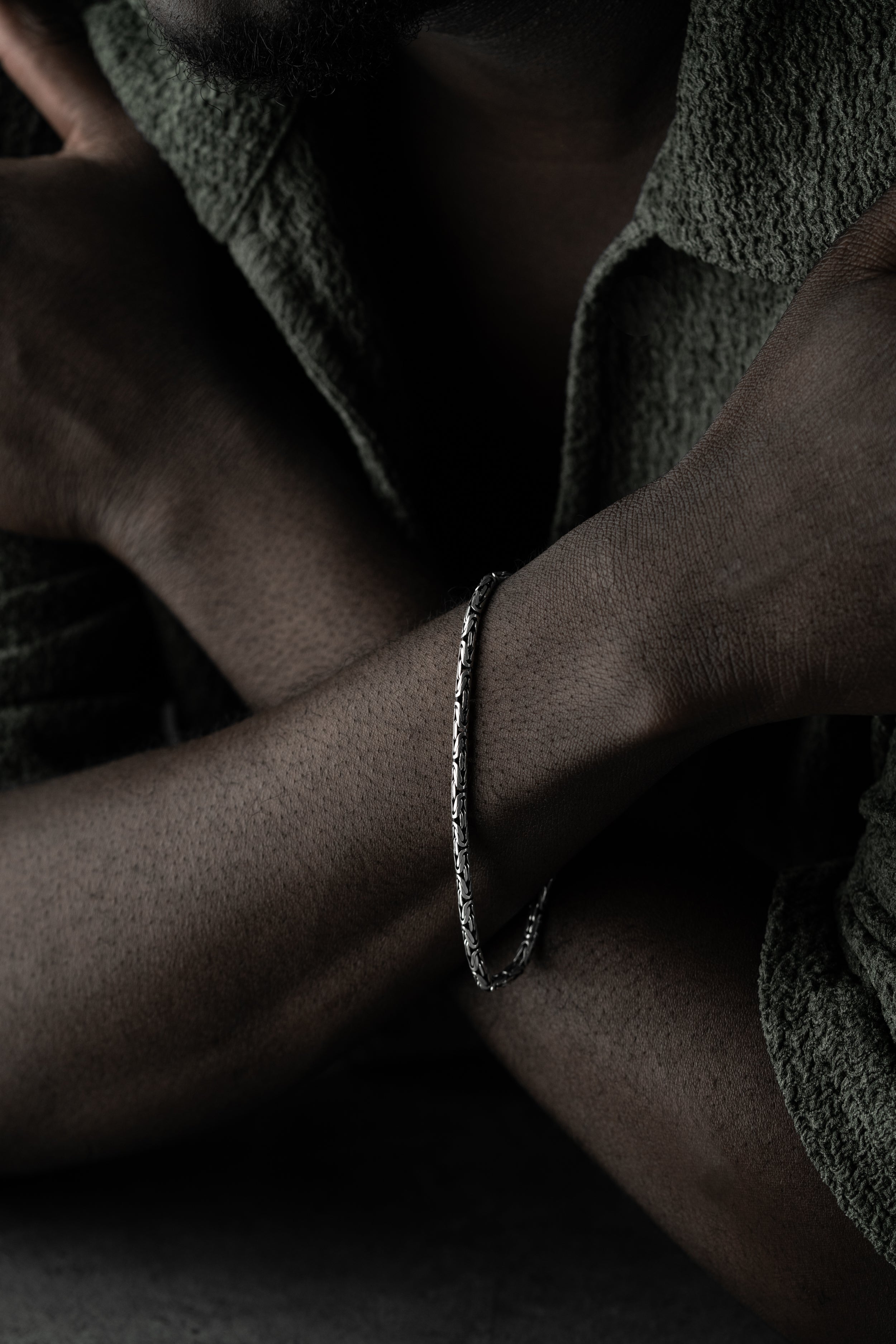 KÖNIGSARMBAND OVAL OXIDIERT 3MM | 925 SILBER.