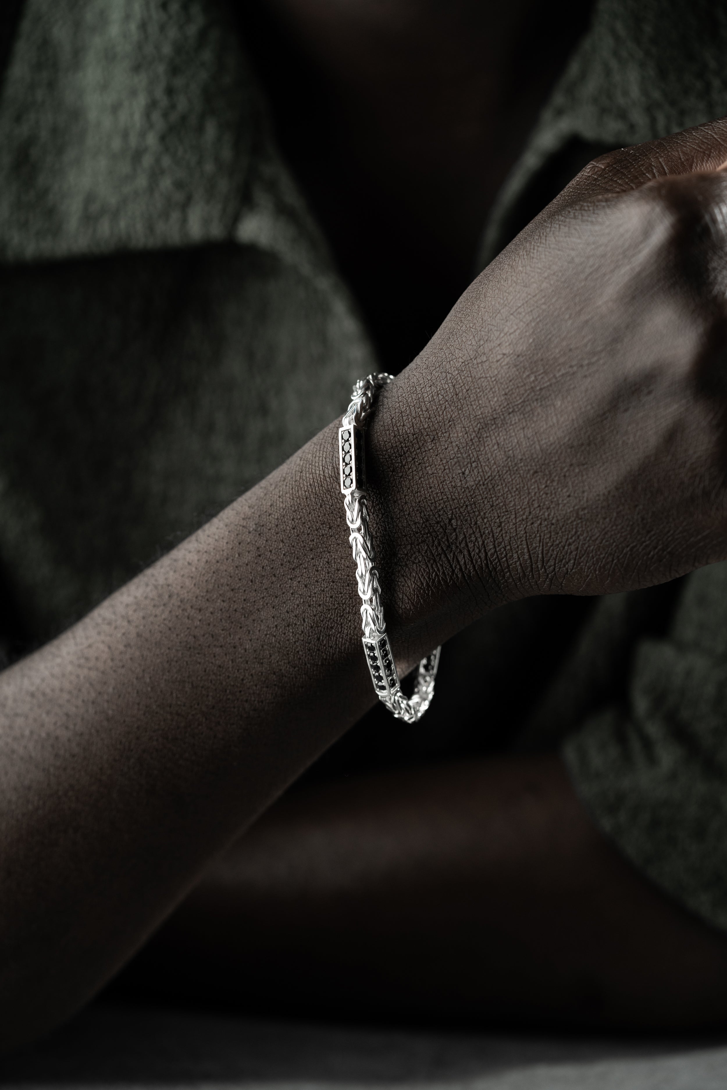 KÖNIGSARMBAND BLACK STRASSSTEIN 5MM | 925 SILBER