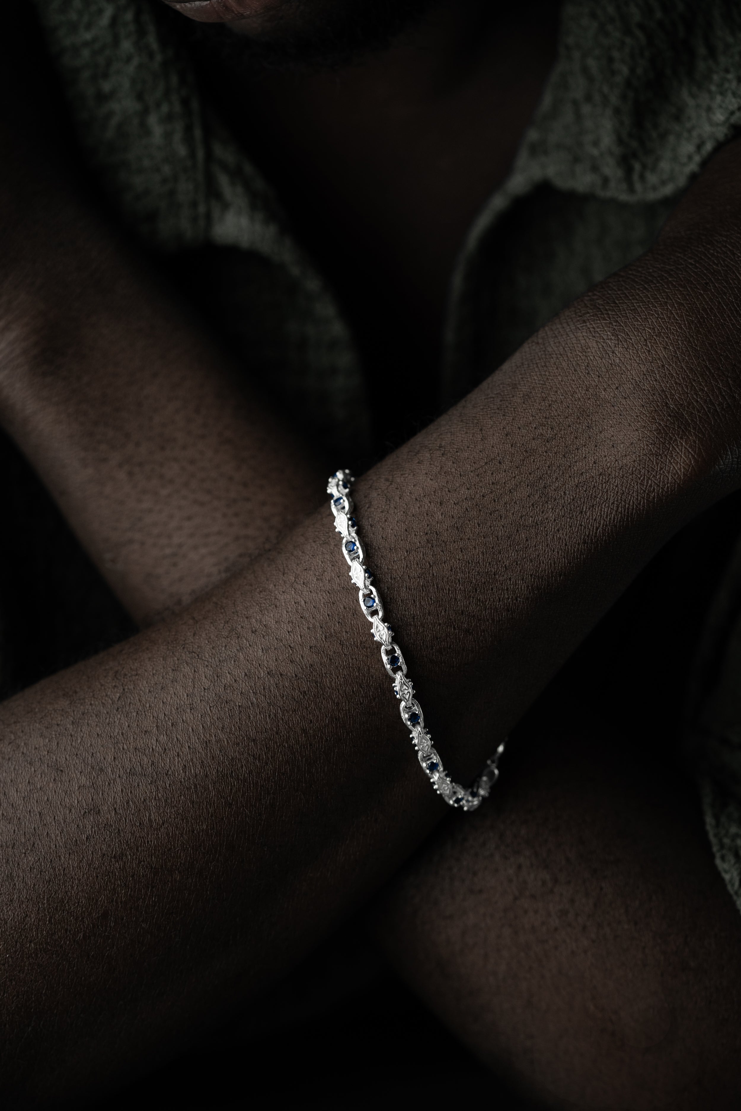 ANKER BLUE DIAMOND ARMBAND 5MM | 925 SILBER