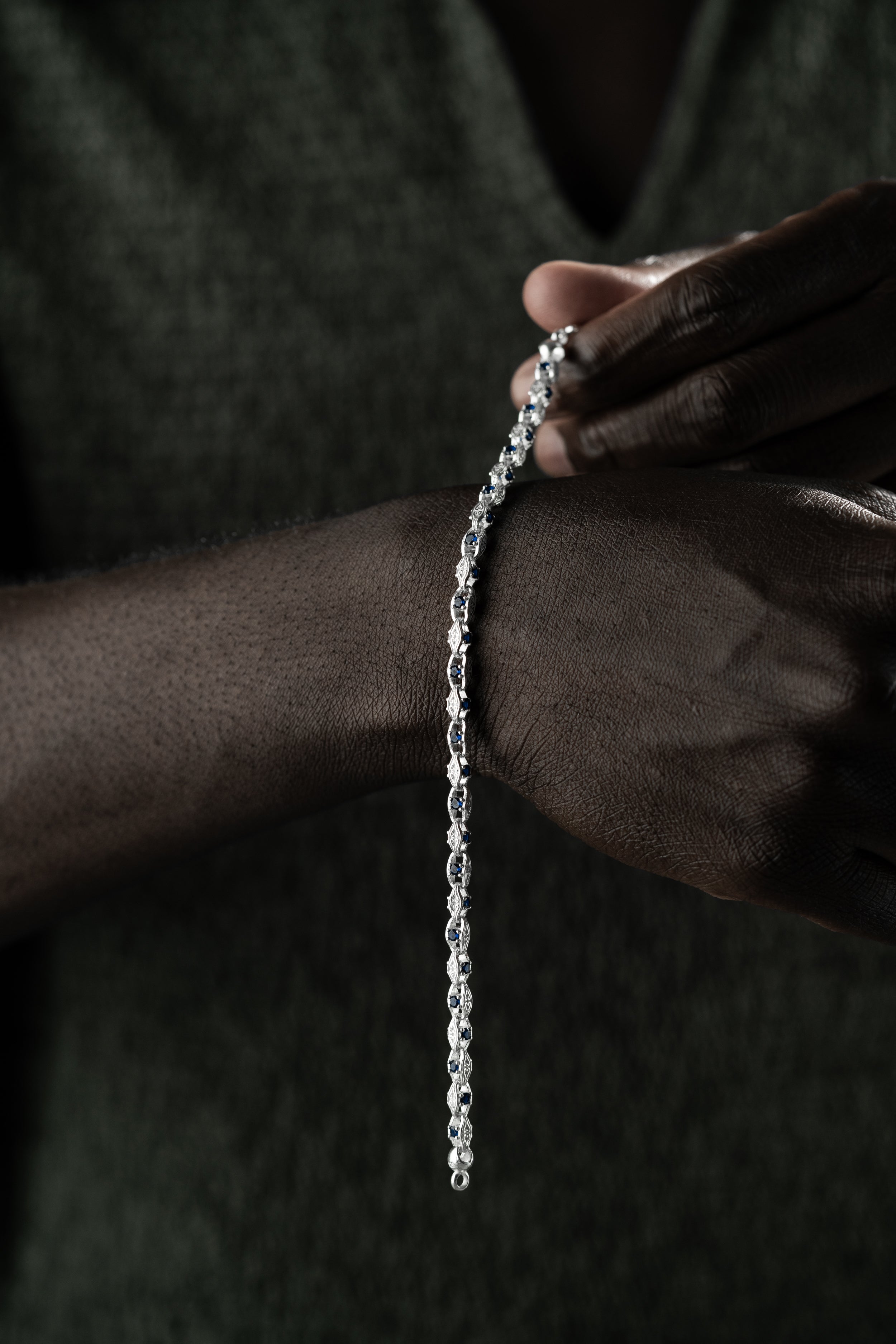 ANKER BLUE DIAMOND ARMBAND 5MM | 925 SILBER