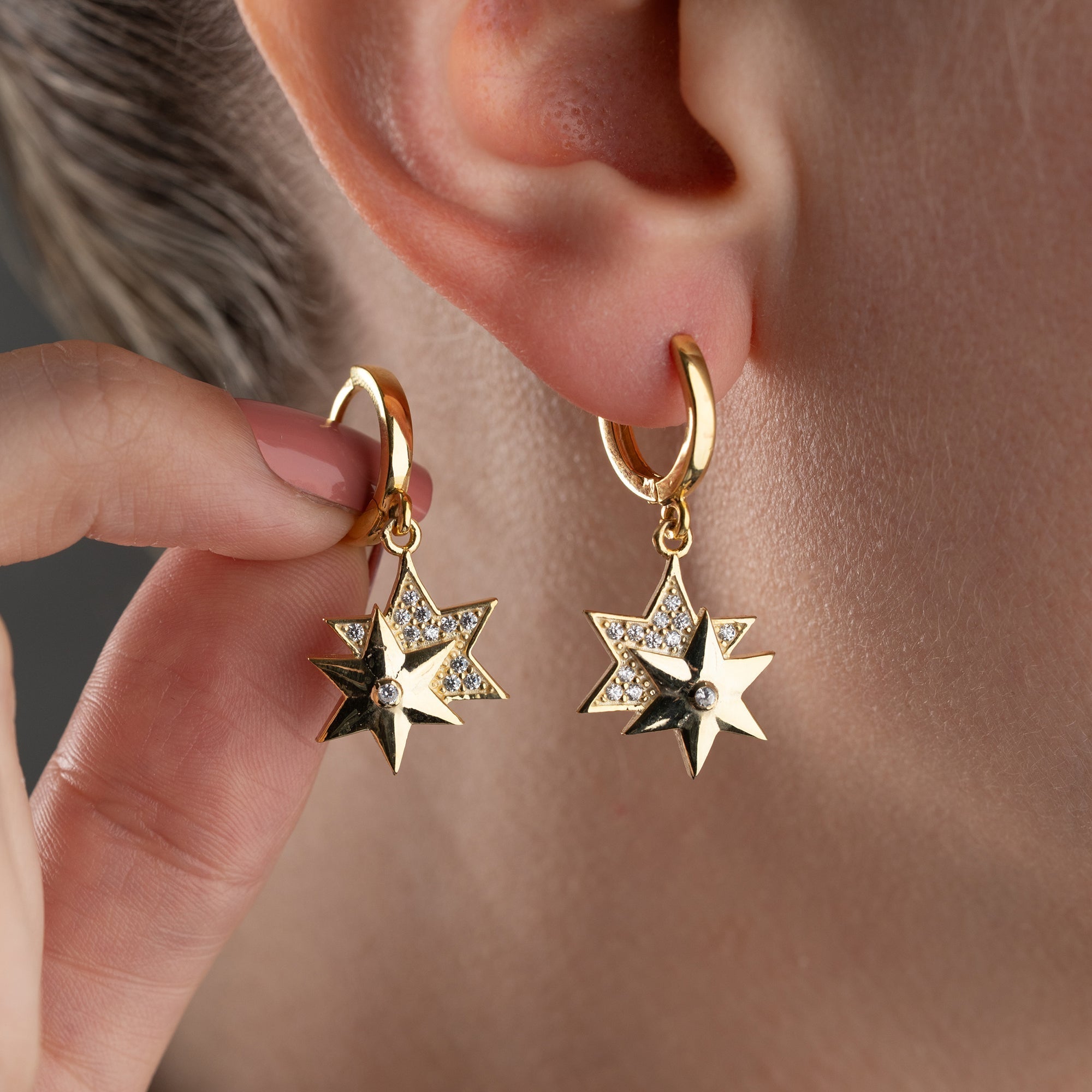 DOPPEL STERN OHRRINGE | 925 SILBER