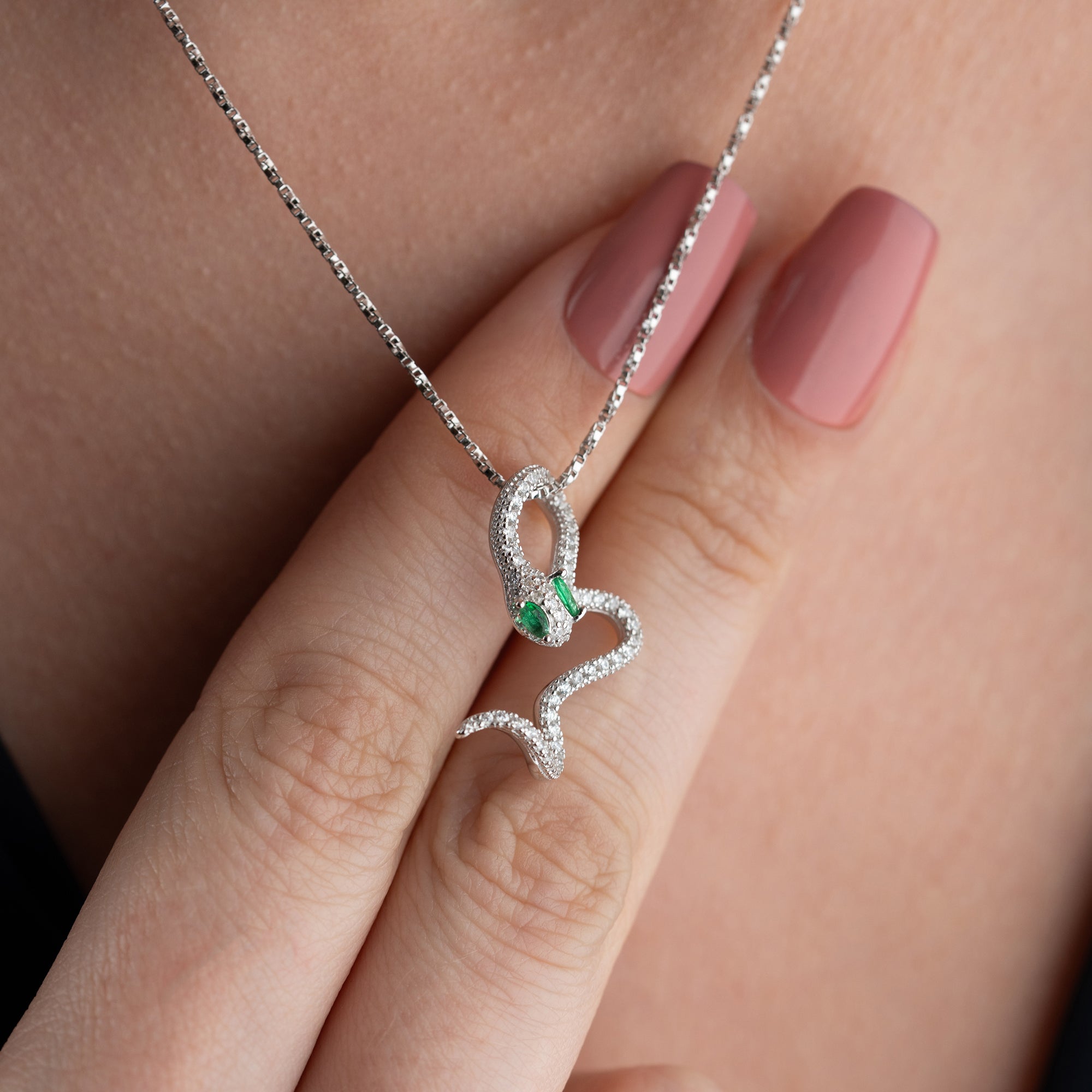GRÜNE SNAKE HALSKETTE | 925 SILBER