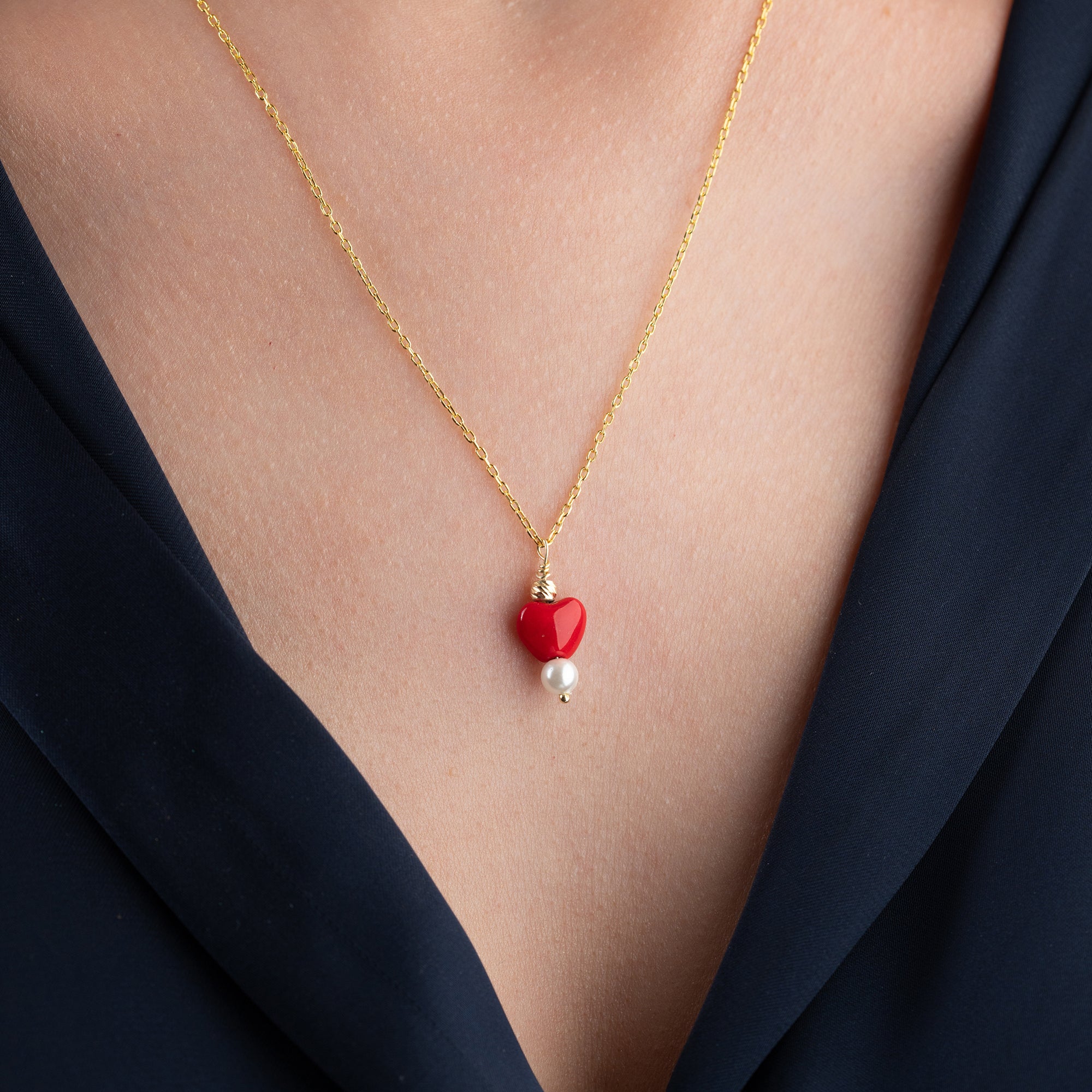 HERZ PERLE HALSKETTE | 925 SILBER