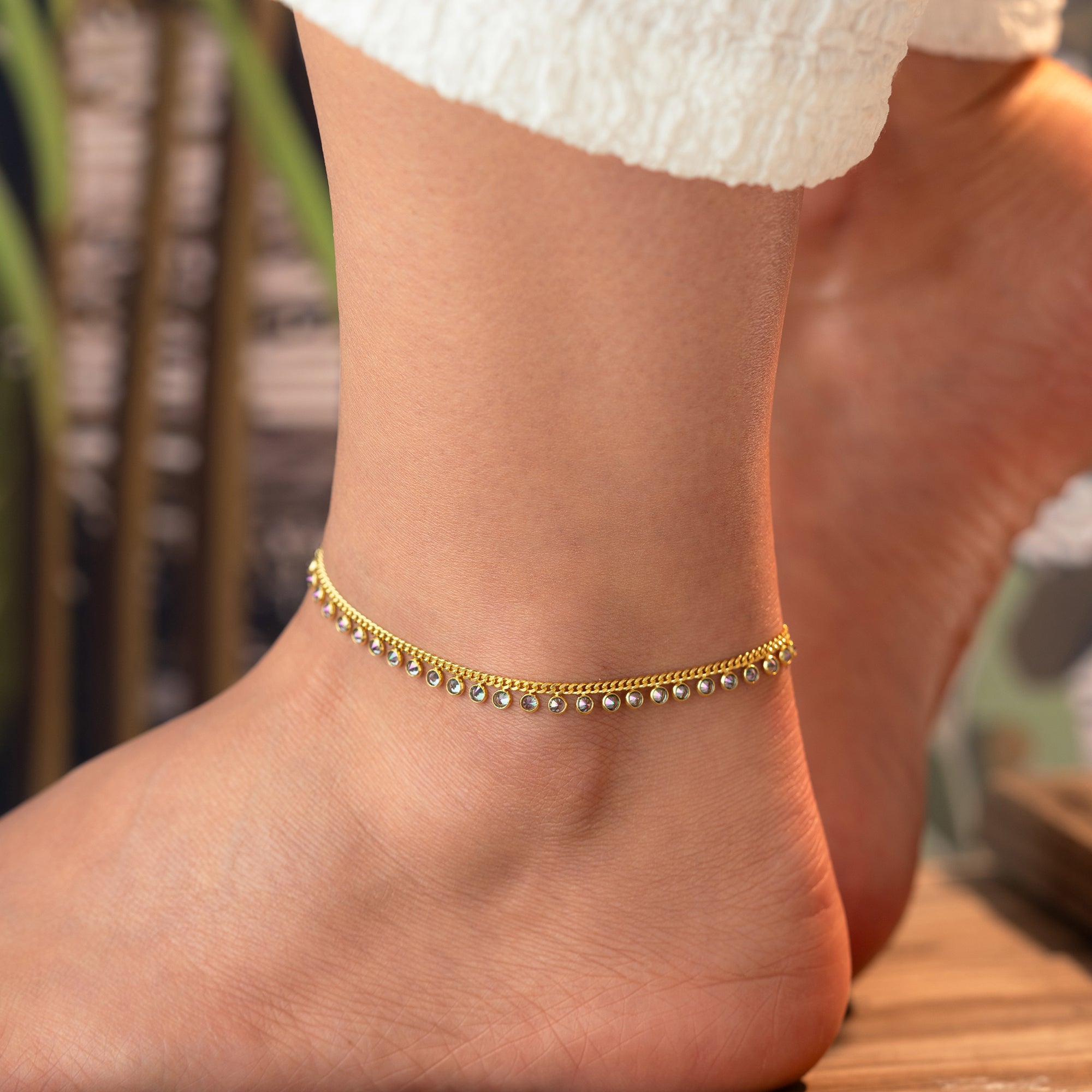 MULTI STONE FUSSKETTE | 925 SILBER