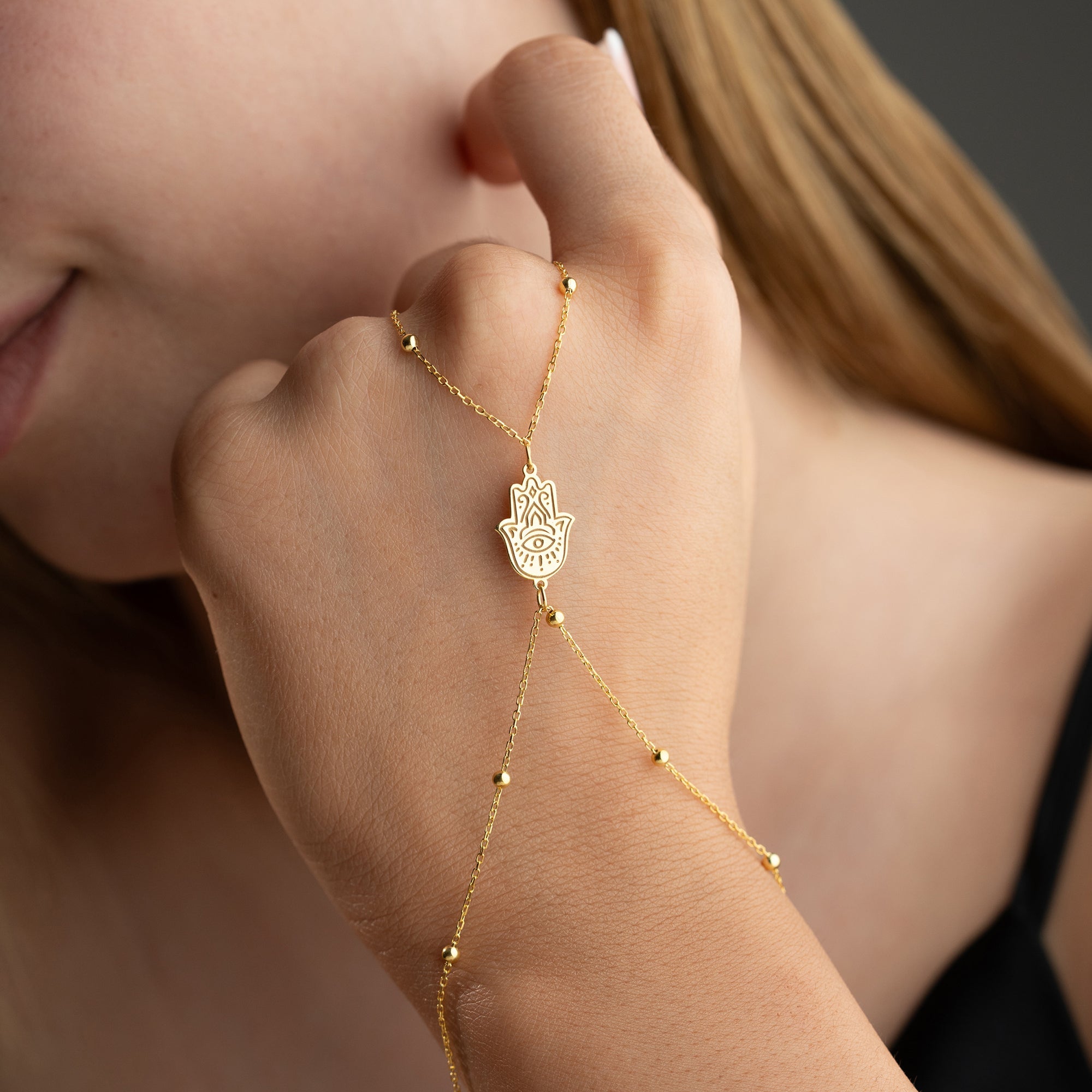 GEMUSTERTE FATIMAS HAND HANDKETTE | 925 SILBER