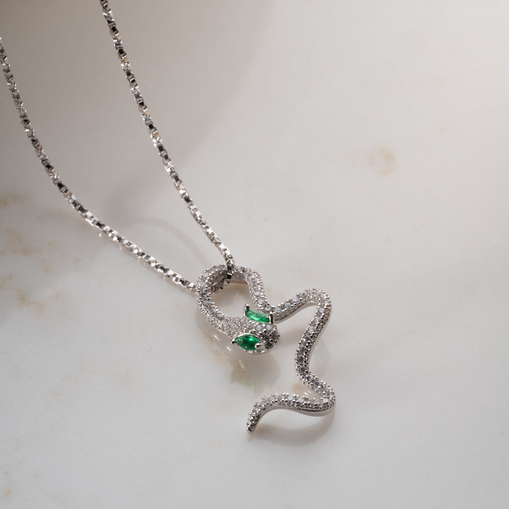 GRÜNE SNAKE HALSKETTE | 925 SILBER