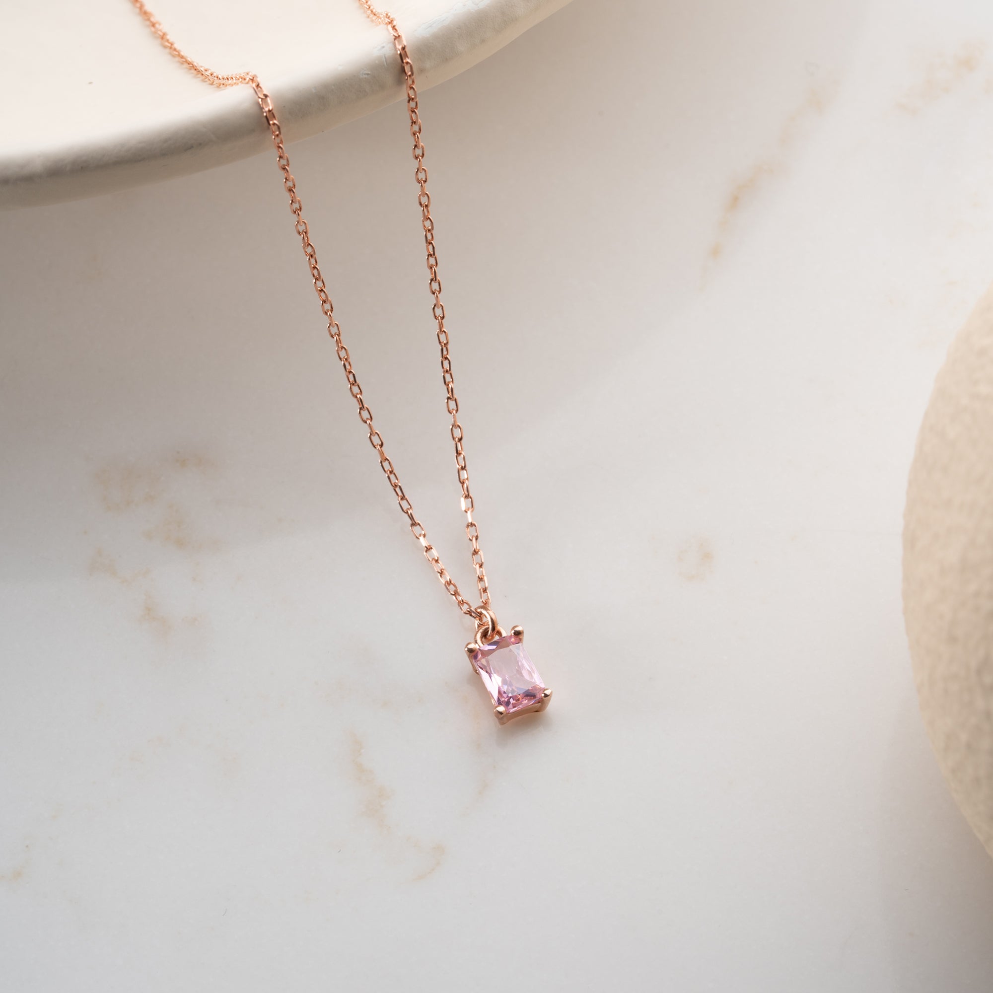 ROSA BAGUETTE HALSKETTE | 925 SILBER