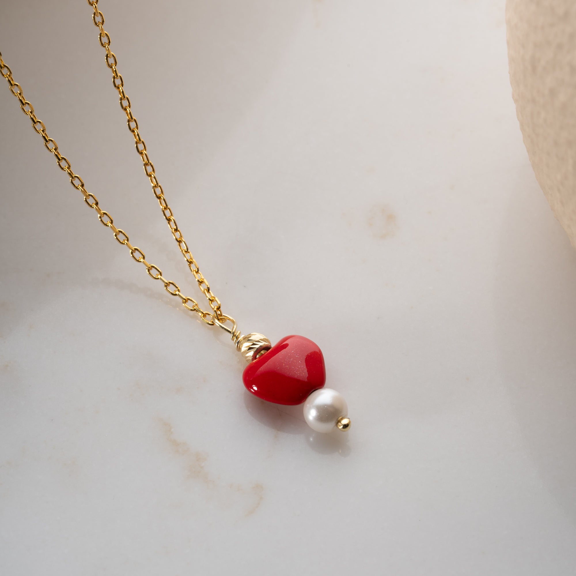 HERZ PERLE HALSKETTE | 925 SILBER