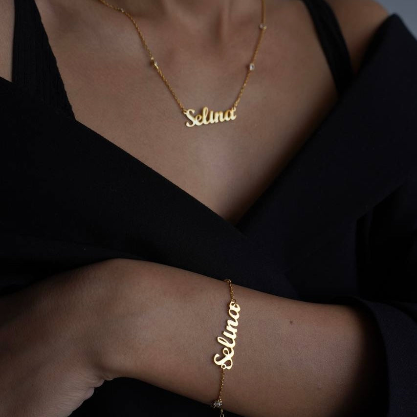 DOUBLE ZIRKONIA NAMENS HALSKETTE | 925 SILBER