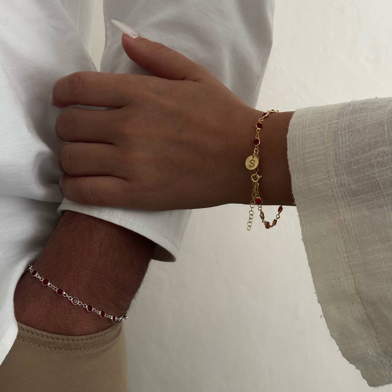 WHITE STONE BUCHSTABEN PARTNERARMBAND | 925 SILBER