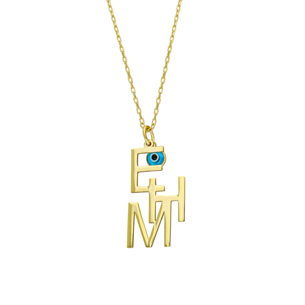 TRIO INITIALEN NECKLACE MIT NAZAR | 925 SILBER