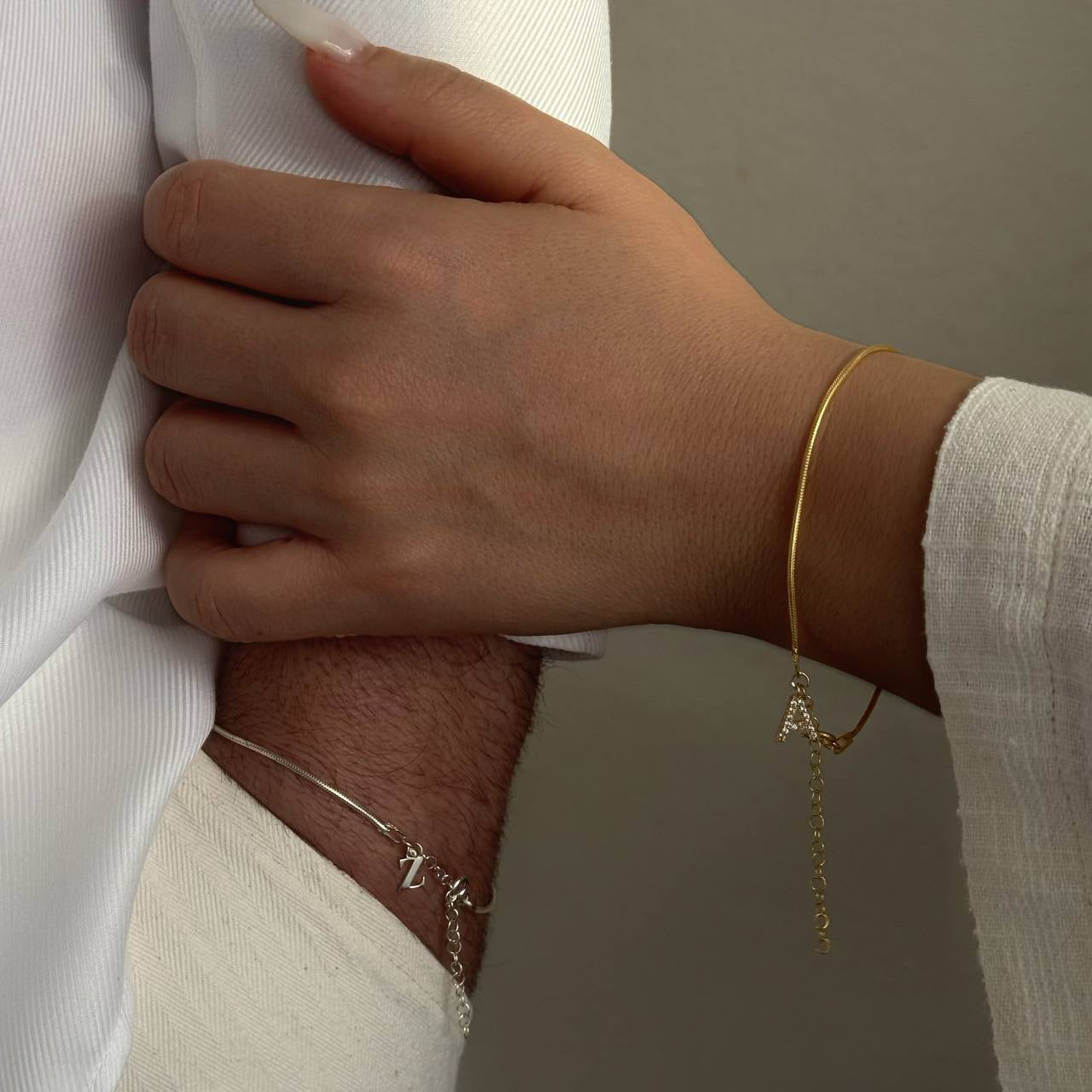 BIG SNAKE SKIN BUCHSTABEN PARTNERARMBAND | 925 SILBER