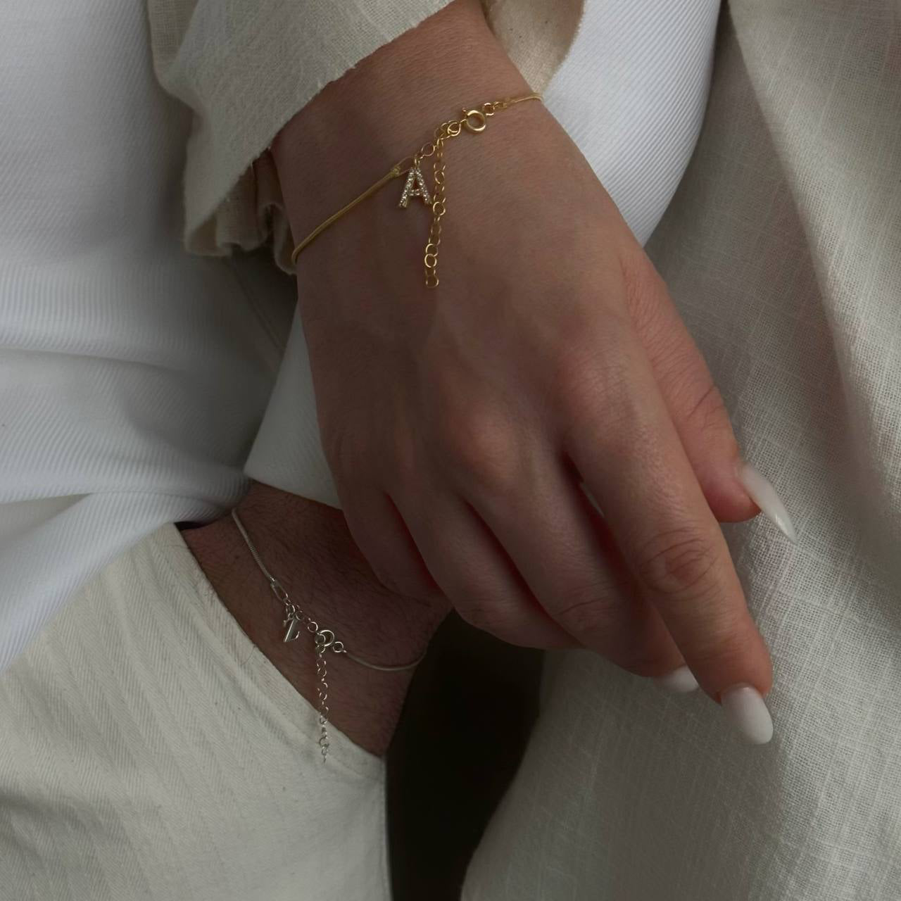 BIG SNAKE SKIN BUCHSTABEN PARTNERARMBAND | 925 SILBER