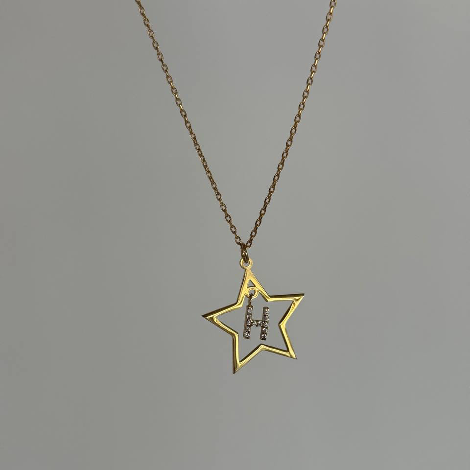 ZIRKONSTEIN STERN BUCHSTABEN HALSKETTE | 925 SILBER