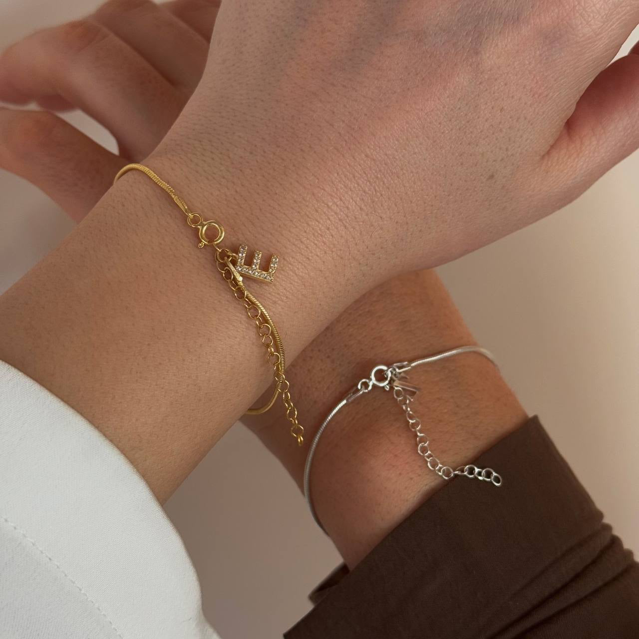 BIG SNAKE SKIN BUCHSTABEN PARTNERARMBAND | 925 SILBER