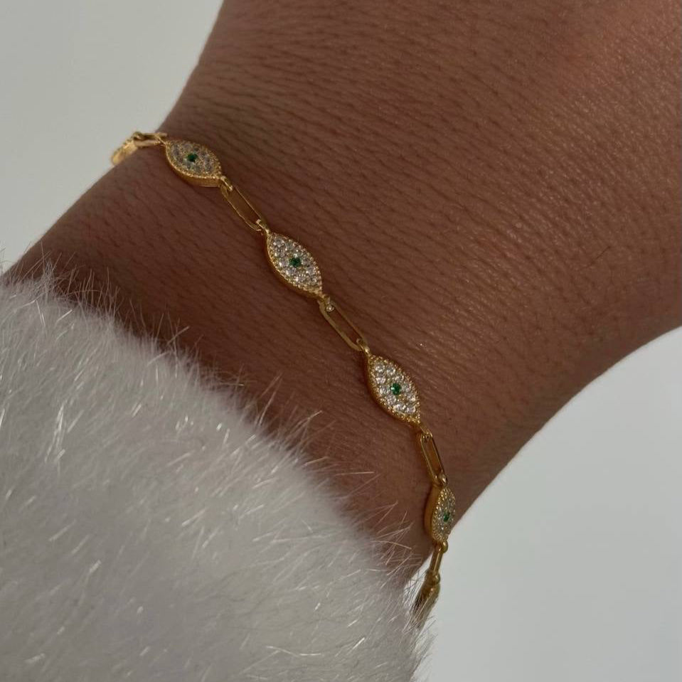 ARMBAND AUS GRÜNEM ZIRKONSTEIN | 925 SILBER