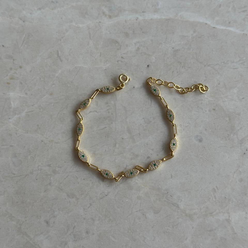 ARMBAND AUS GRÜNEM ZIRKONSTEIN | 925 SILBER