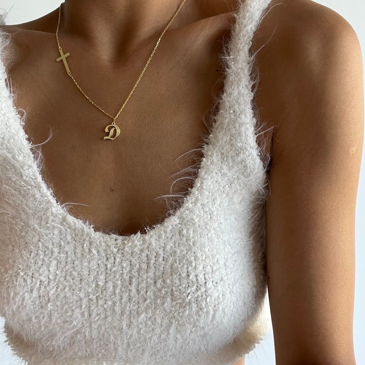 Kreuz Kette mit Buchstabe (7143381303341)