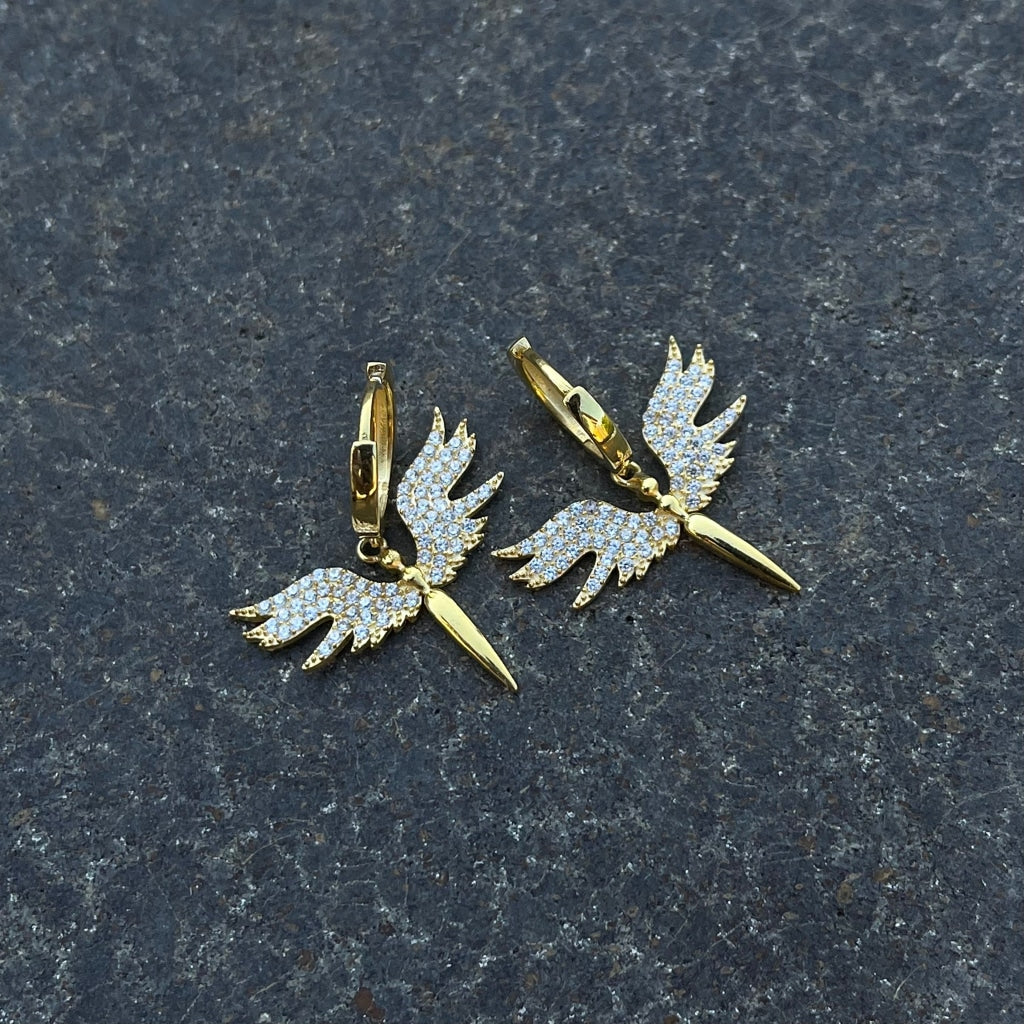 Schutzengels Ohrringe White Stone (7139605938221)