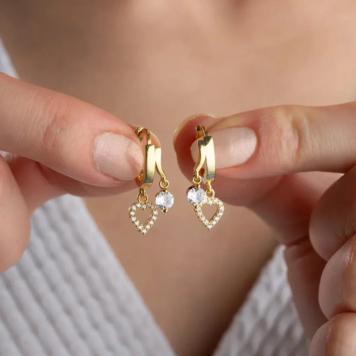 MINI HERZ & ZIRKONIA OHRRING| 925 SILBER