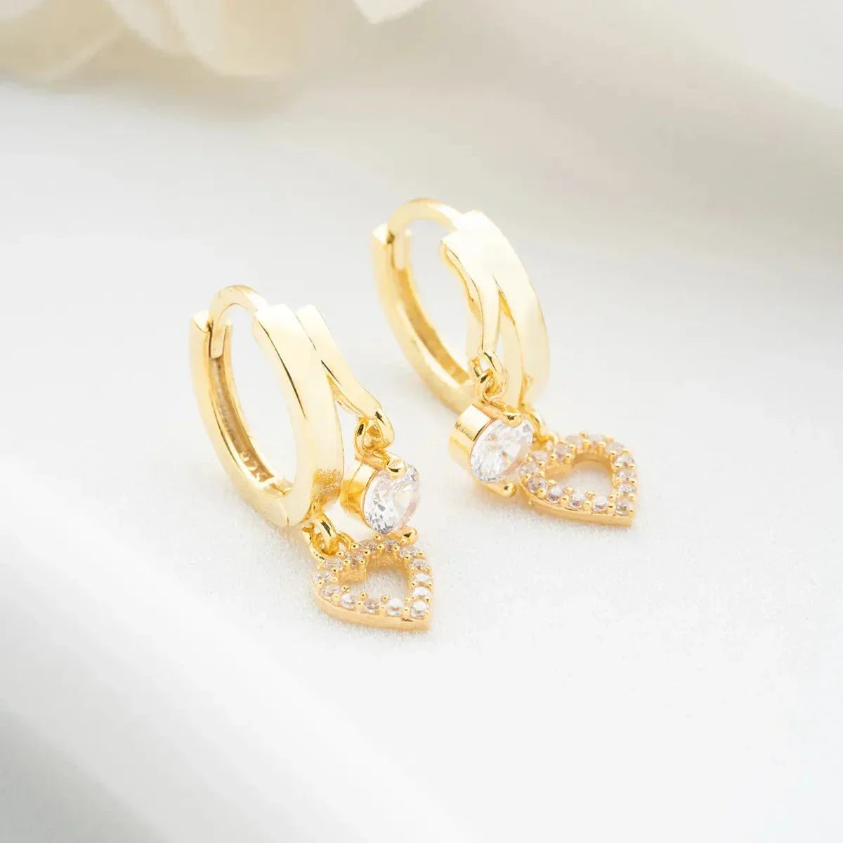 MINI HERZ & ZIRKONIA OHRRING| 925 SILBER