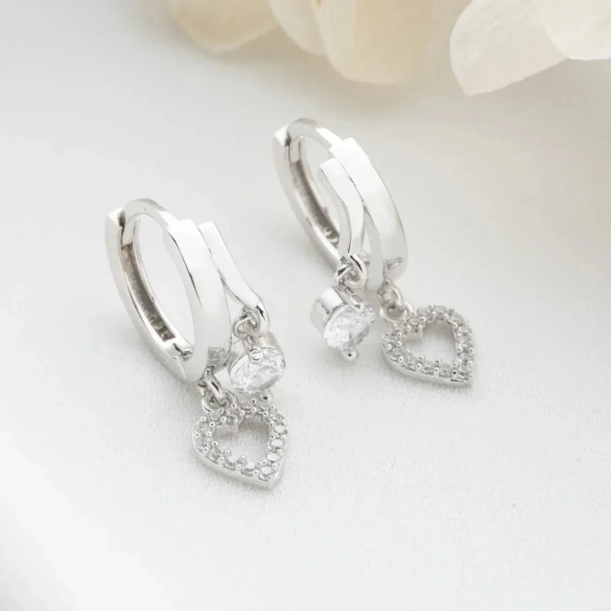 MINI HERZ & ZIRKONIA OHRRING| 925 SILBER