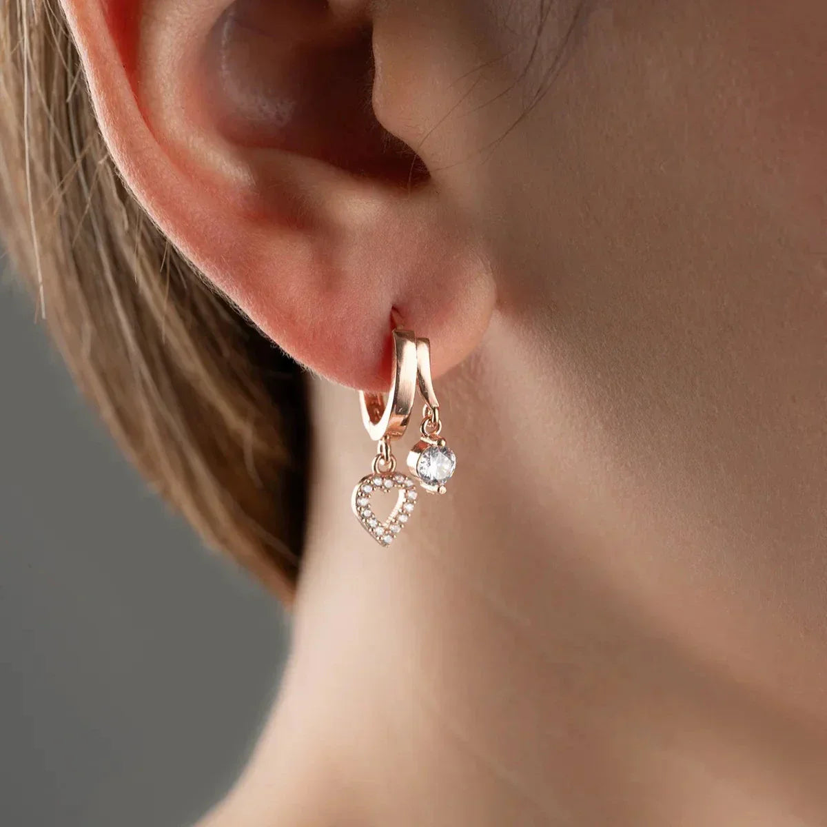 MINI HERZ & ZIRKONIA OHRRING| 925 SILBER