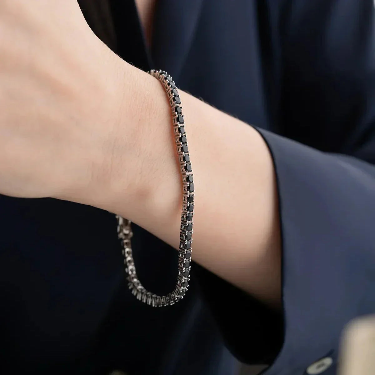 ICED OUT ARMBAND AUS SCHWARZEM STEIN | 925 SILBER