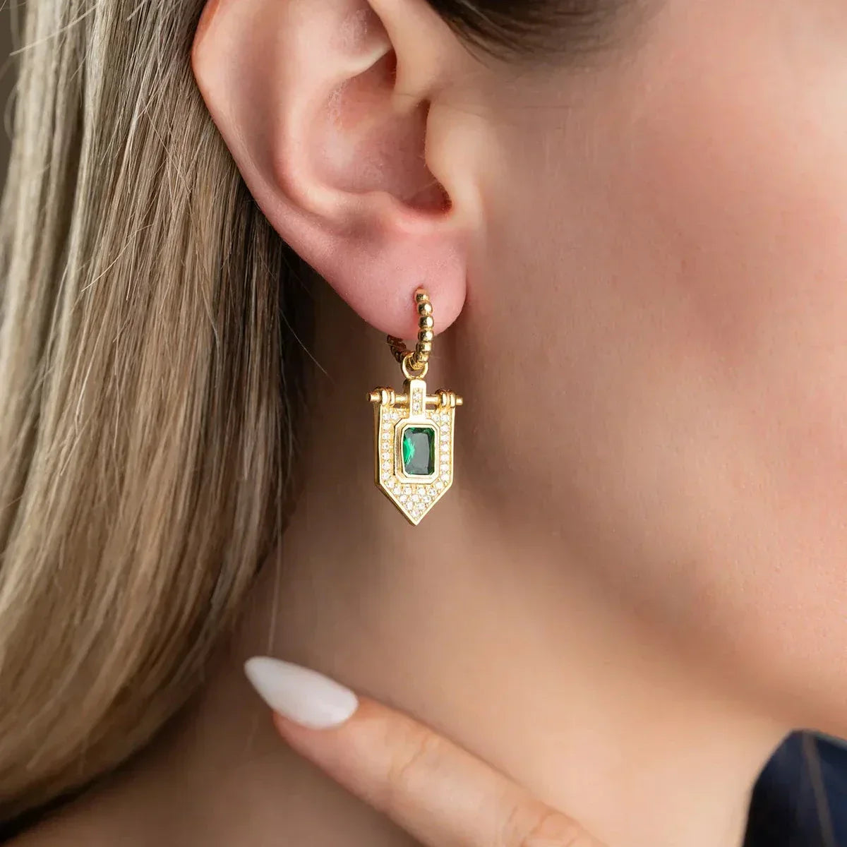 SMARAGD GRÜN STEIN OHRRINGE | 925 SILBER