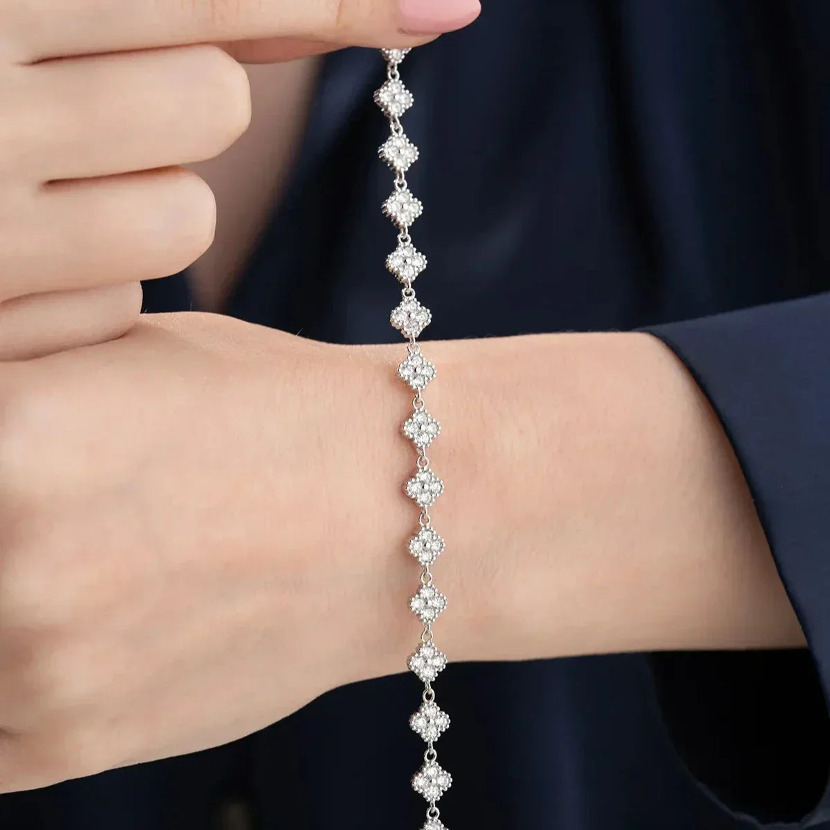 ZIRKON STEIN KLEE ARMBAND | 925 SILBER