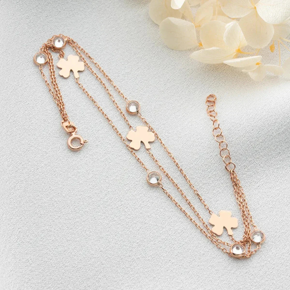 3 REIHEN KLEE STEIN ARMBAND | 925 SILBER