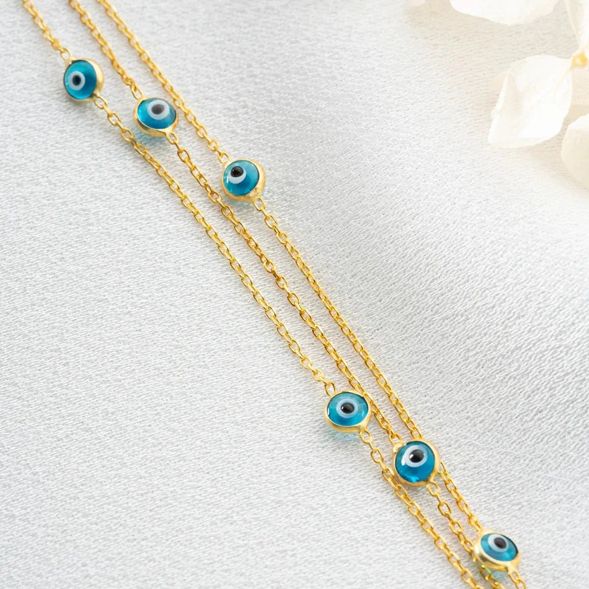 3 REIHE MINI NAZAR ARMBAND | 925 SILBER